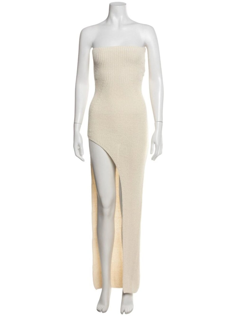 V-47. Aya Muse Ribbed Distressed Strapless Dress